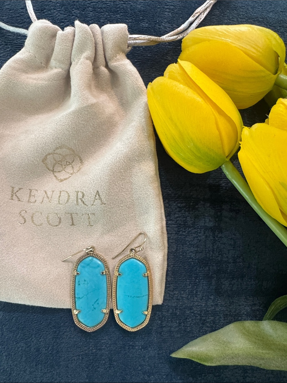 Kendra Scott Kids Turquoise Oval Drop Earrings in Gold-Tone